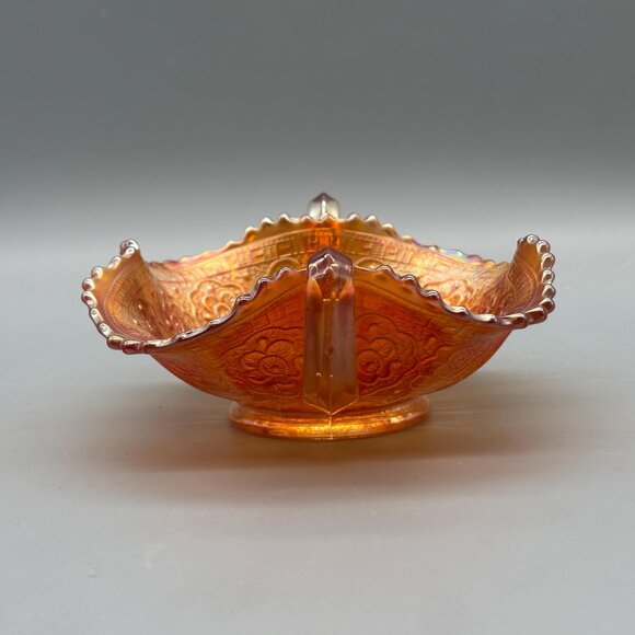 Antique Fenton Persian Medallion Marigold Carnival Glass Bowl Bon Bon Candy Dish - Picture 6 of 7